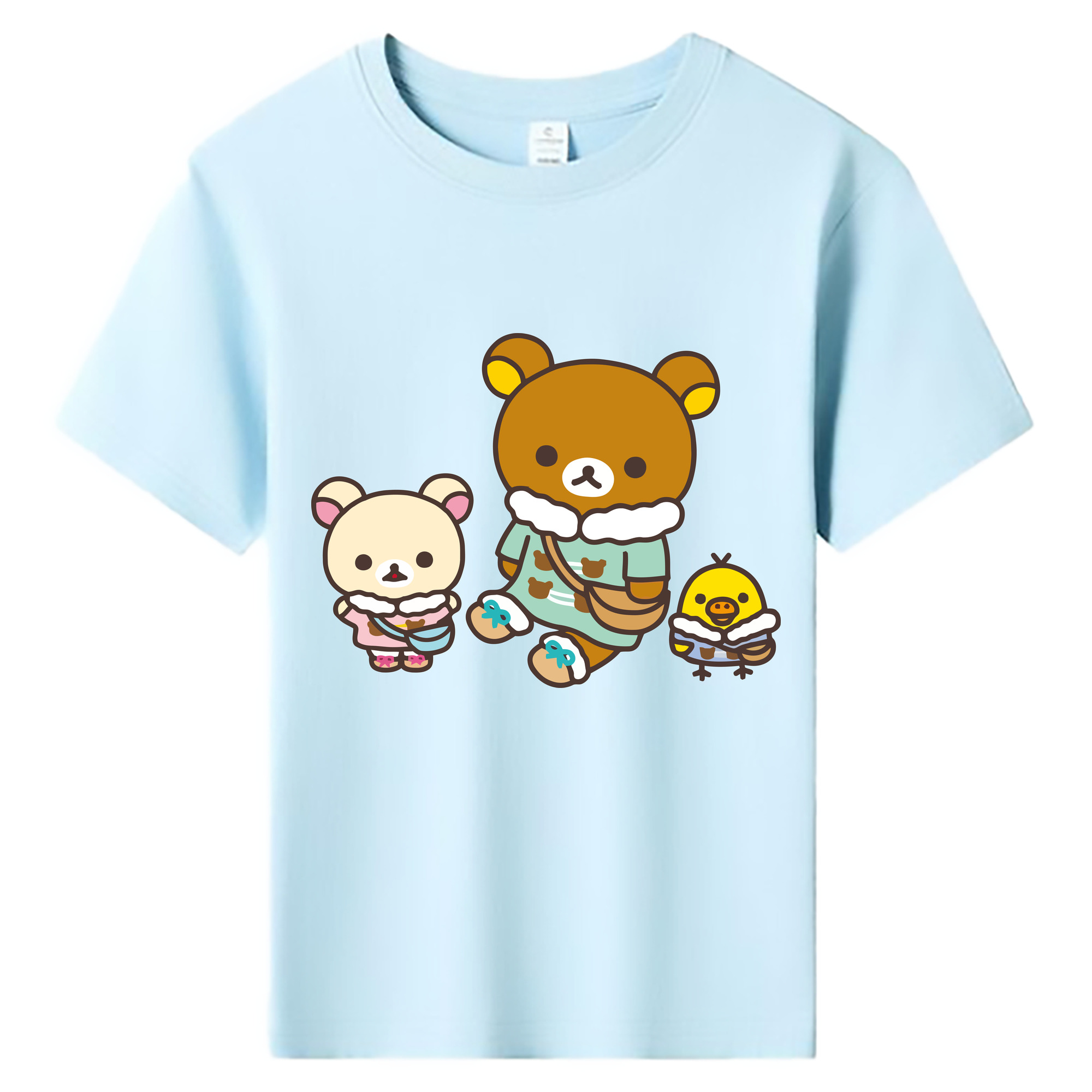 （画像用） リラックマ リラックマ キイロイトリ Rilakkuma Korilakkuma Kiiroitori 綿100％キッズTシャツ（フロントプリント）